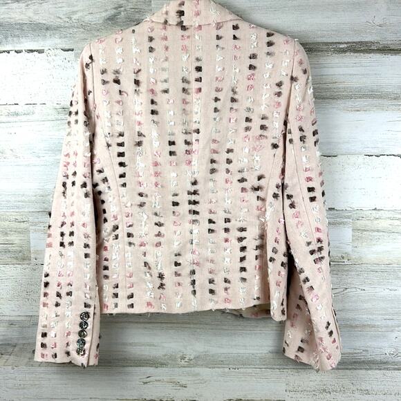 Bernard Zins Paris Women’s 4 Pink Nina Blazer Jacket Pearl Button Work Dressy - Picture 2 of 7